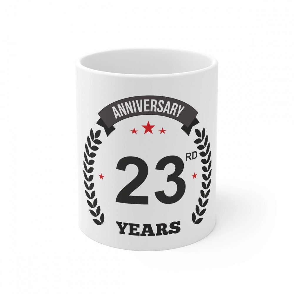 Ceramic 23rd Anniversary Printed Coffee Mug (Color: White, Capacity:330ml)