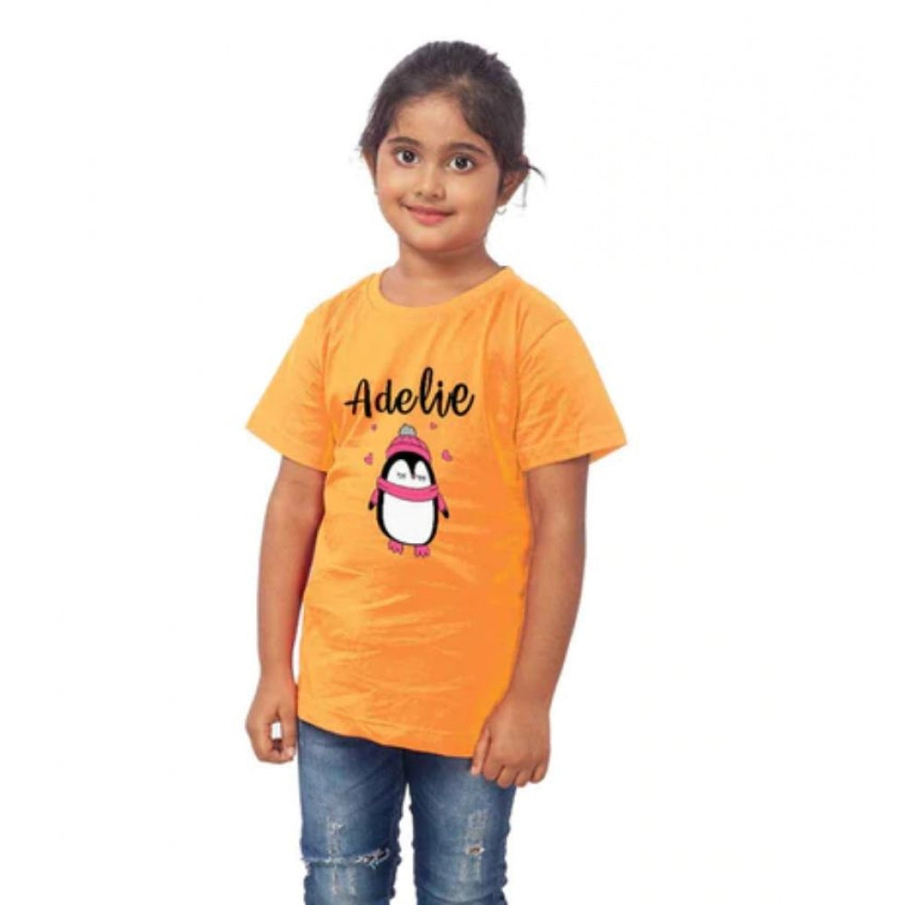 Girls Cotton Adelie Half Sleeve TShirt (Mustard)