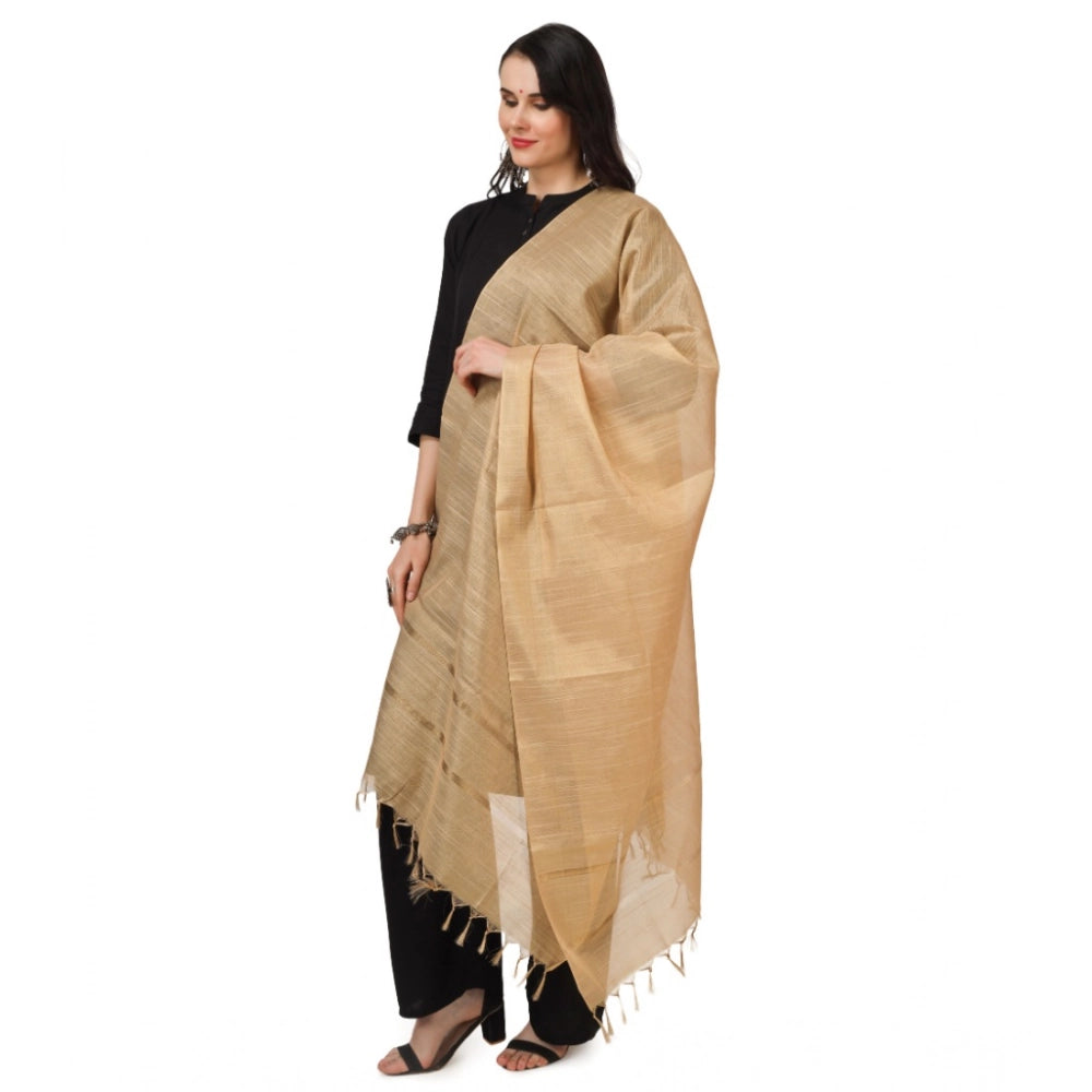 Women's Chanderi Solid Dupatta (Gold, Length: 2.25 to 2.50 Mtr)