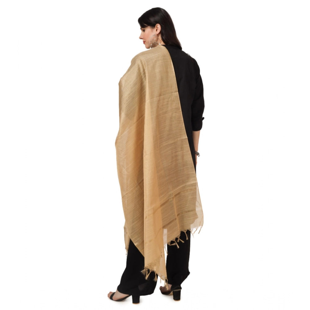 Women's Chanderi Solid Dupatta (Gold, Length: 2.25 to 2.50 Mtr)