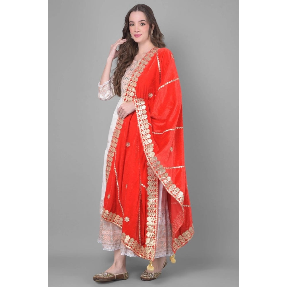 Women's Velvet Gotta Patti Dupatta (Red, Length: 2.25 to 2.50 Mtr)
