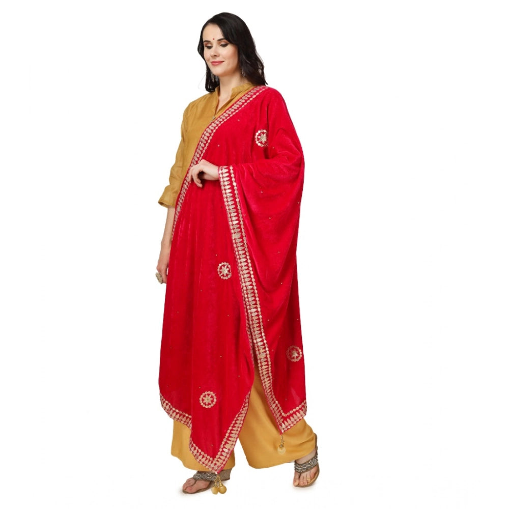 Women's Velvet Gotta Patti Dupatta (Pink, Length: 2.25 to 2.50 Mtr)