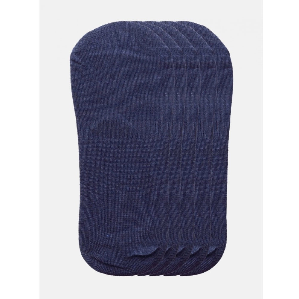 5 Pairs Unisex Casual Cotton Blended Solid No-show Socks (Navy)