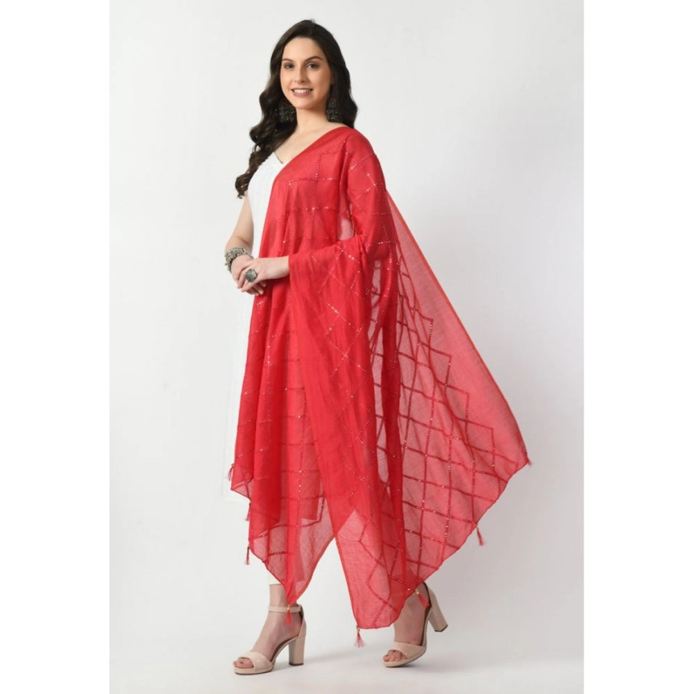 Women's Chanderi Self Design Dupatta (Rani, Length: Free Size)