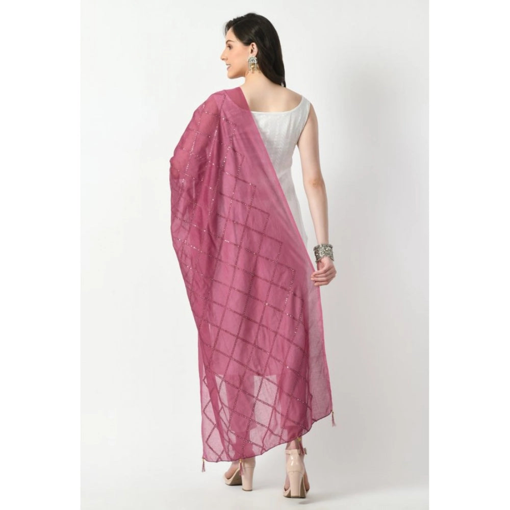 Women's Chanderi Self Design Dupatta (Levender, Length: Free Size)