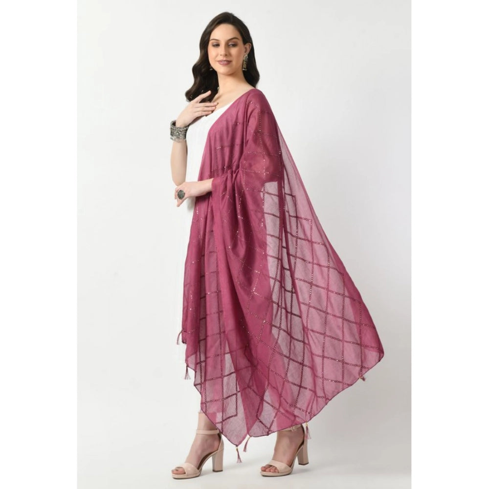Women's Chanderi Self Design Dupatta (Levender, Length: Free Size)