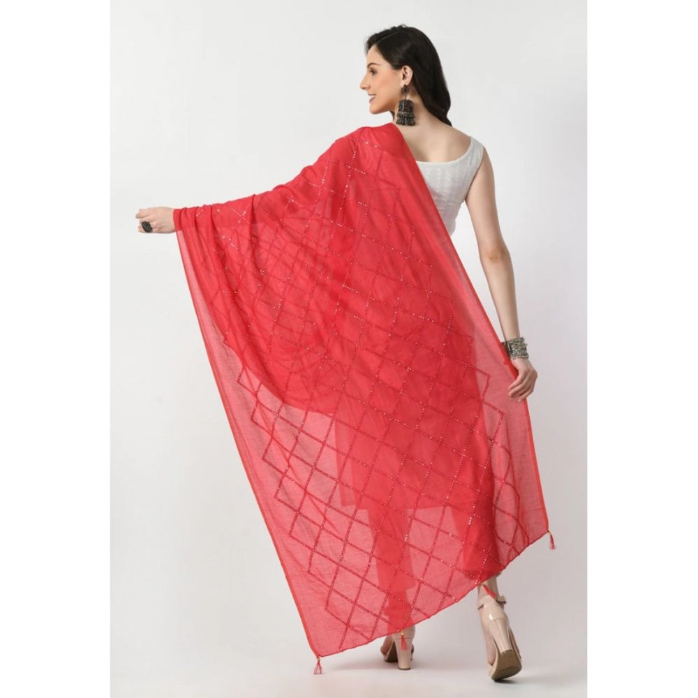 Women's Chanderi Self Design Dupatta (Rani, Length: Free Size)