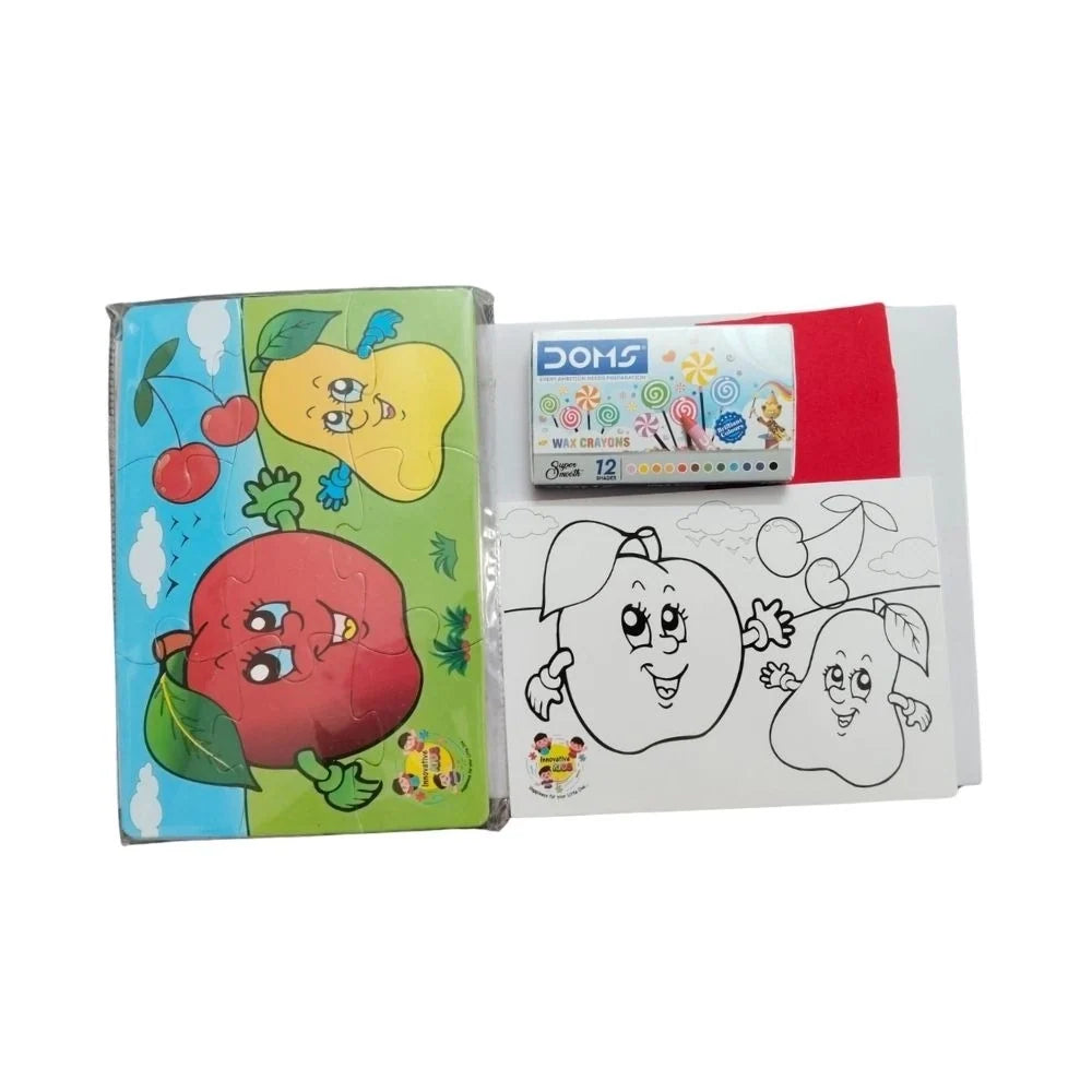 2 In 1 Puzzle & ColorsFtruit | Cardboard | Educational Toys| 3+ Years