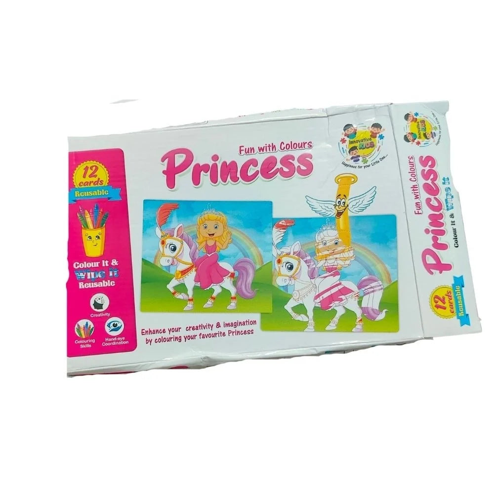 Fun With Coloring Board-Princess | Cardboard | Educational Toys| 3+ Years