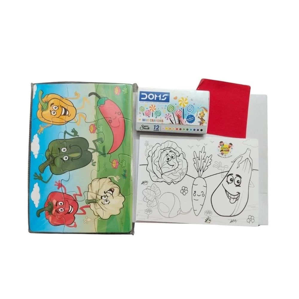 2 In 1 Puzzle & Colors Vegetable | Cardboard | Educational Toys| 3+ Years