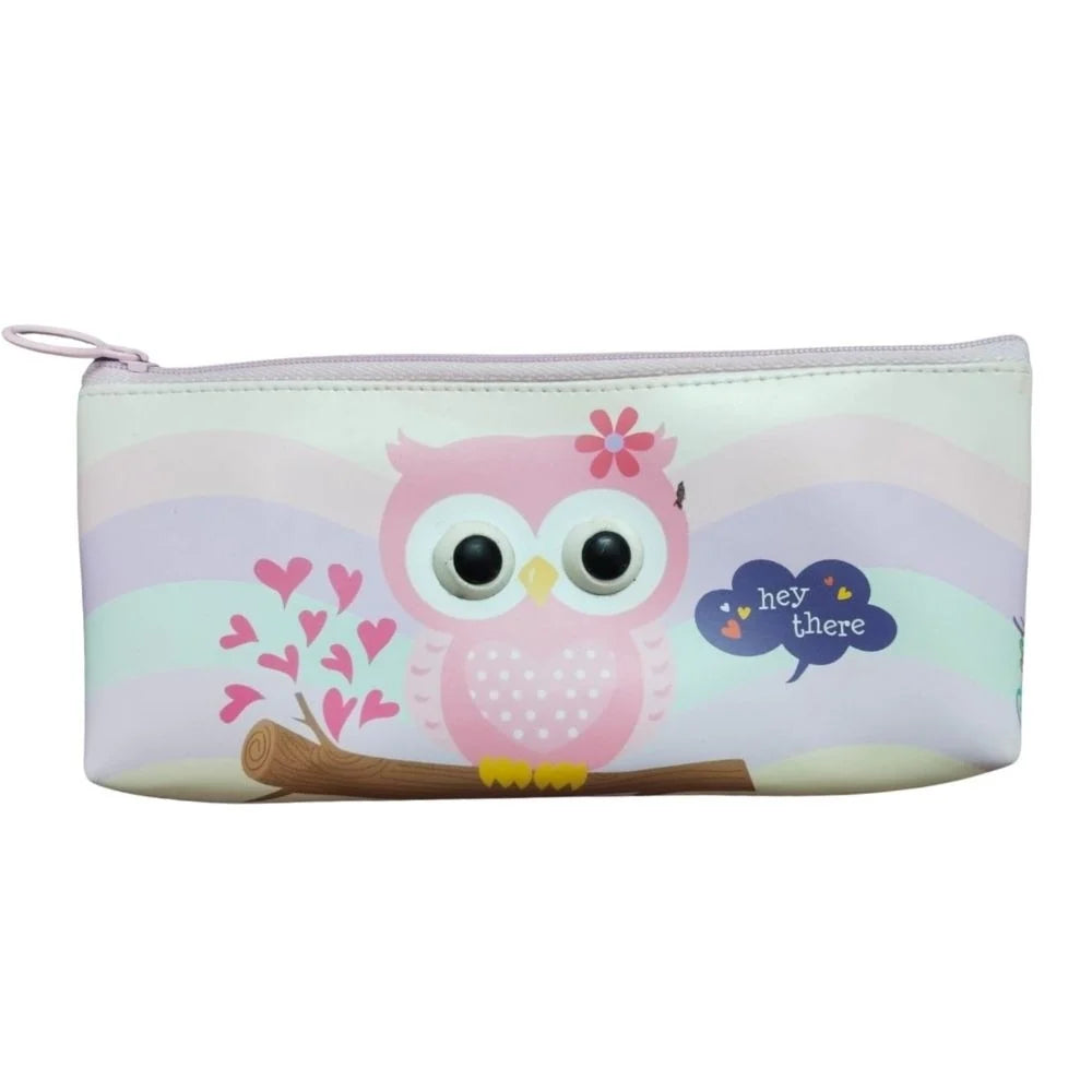 Pack Of_2 Owl Cartoon Printed Pencil Poch | Canvas | Stationery | 3+ Years