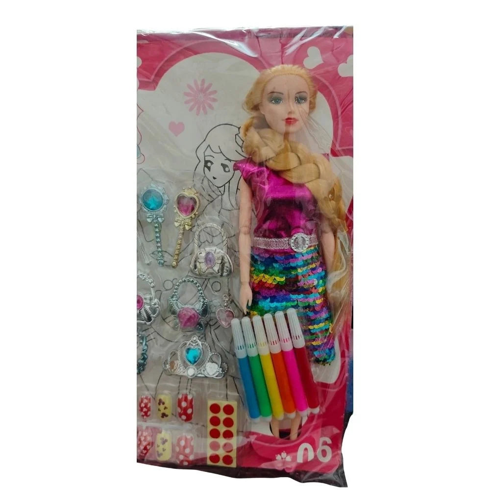 Barbie Doll With Jewellery Set | Rubber | Toys| 1+ Years