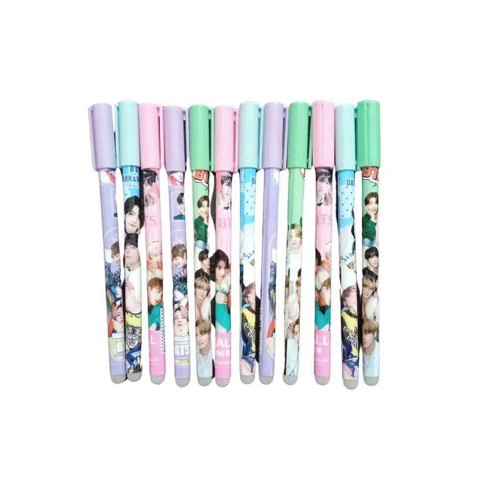12_Pcs Set BTS Theme Reusable PencilA | Plastic, Metal | Stationery | 3+ Years