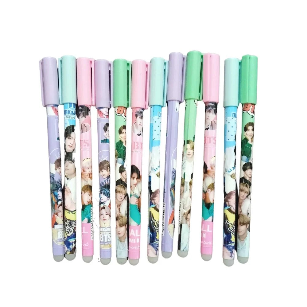 12_Pcs Set BTS Theme Reusable PencilA | Plastic, Metal | Stationery | 3+ Years