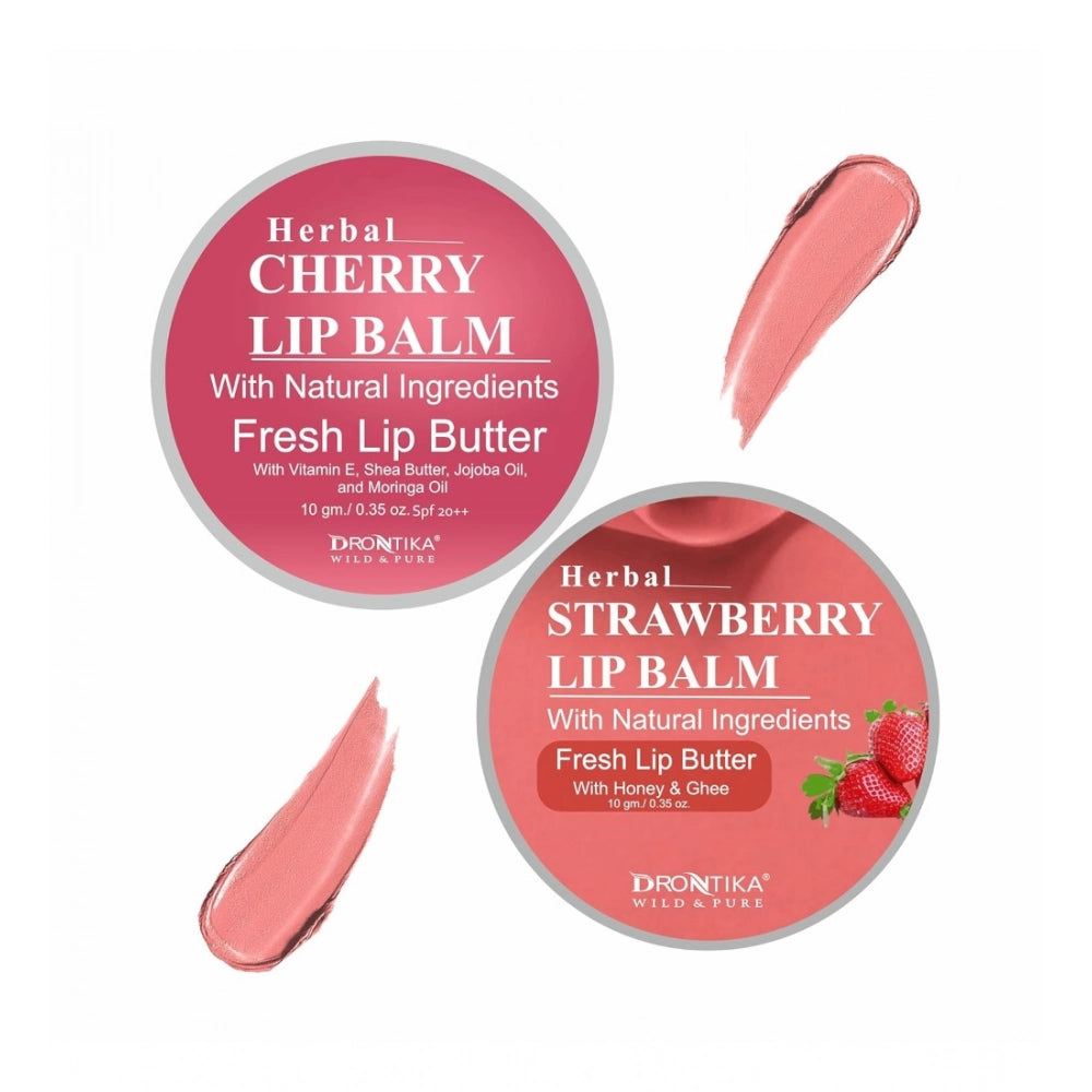 Unisex Herbal Dark And Chapped Lips Cherry & Strawberry Lip Balm Pack Of 2 (10gm)