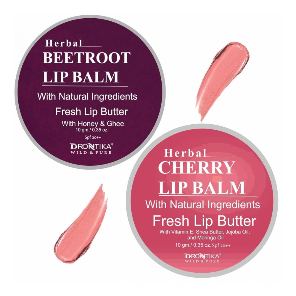 Unisex Herbal Dark And Chapped Lips Beetroot & Cherry Lip Balm Pack Of 2 (20gm)