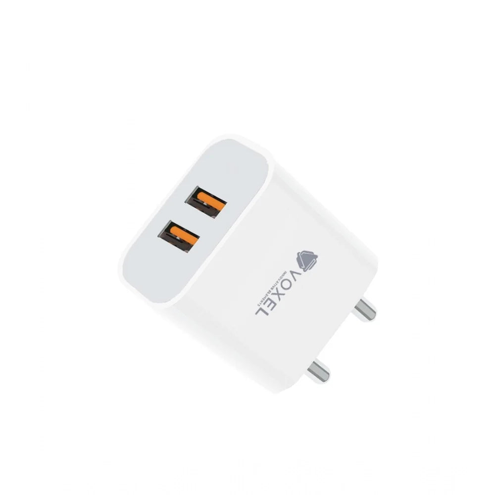 VOXEL 18 Watt Double Usb Port Charger AB Plastic (White)