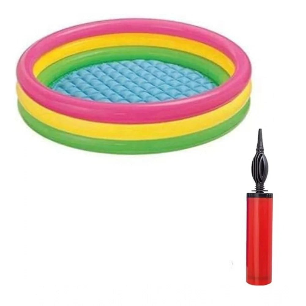 Plastic Bath Tub With Pump 3 Ft Round For Kids (Multicolor )