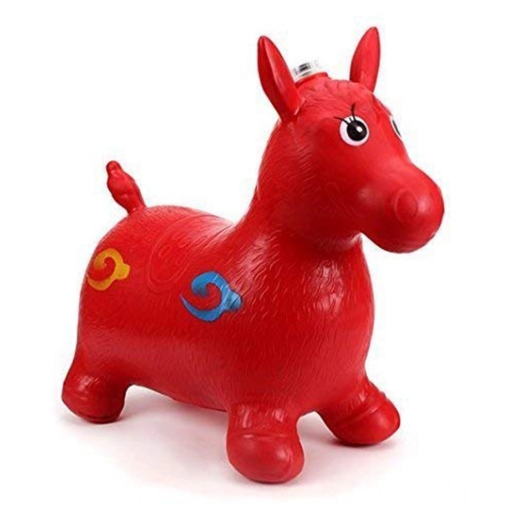 Plastic Inflatable Jumping And Riding Horse Air Animal Shape Jumping Toys (Multicolor )