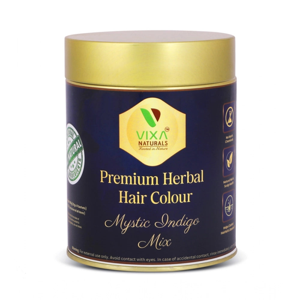 Women's Vixa Naturals Indigo Mix Hair Color | Henna Powder for Hair | Natural Black Herbal Hair Dye | Organic Mehndi with Indigo, Tulsi, Baheda & Thankuni | 25g x 8