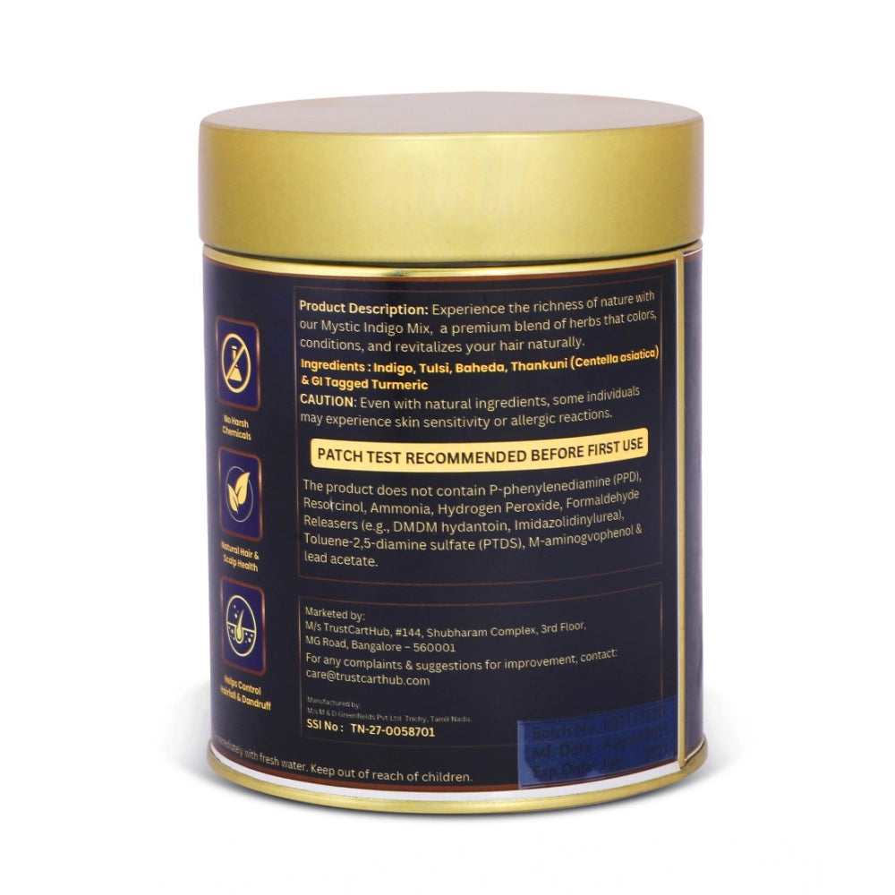 Women's Vixa Naturals Indigo Mix Hair Color | Henna Powder for Hair | Natural Black Herbal Hair Dye | Organic Mehndi with Indigo, Tulsi, Baheda & Thankuni | 25g x 8
