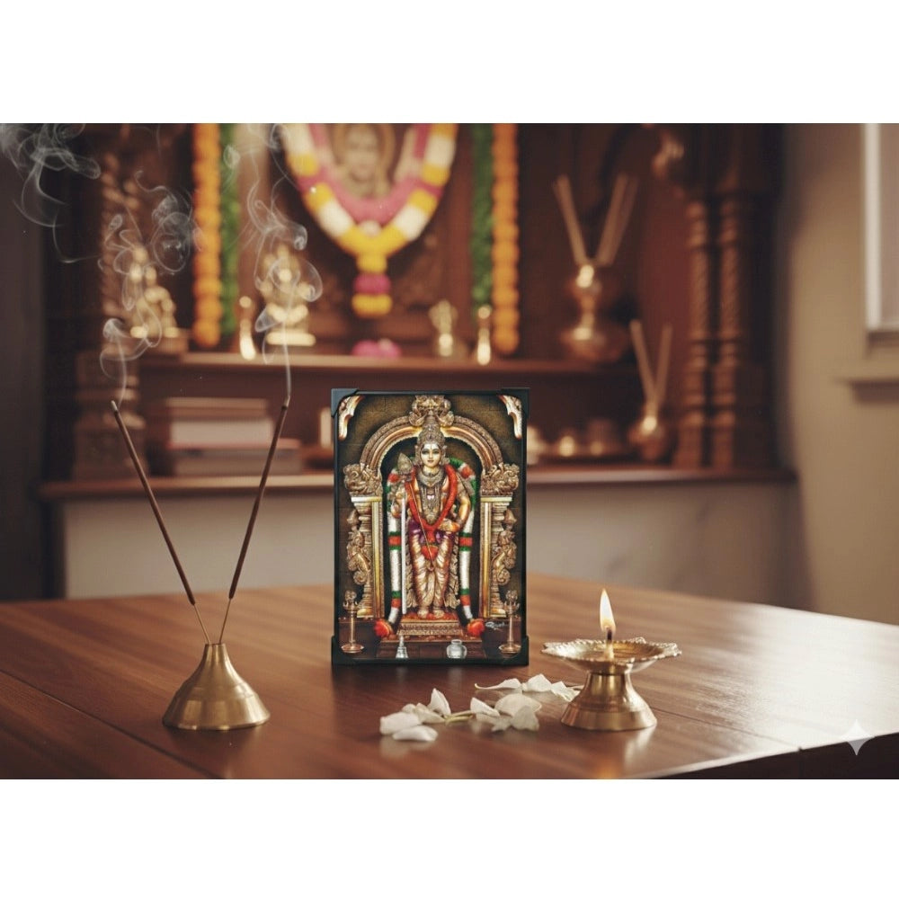 Wooden Sri Subramaniyan Swamy Murugan Table Top Devotional Player (Multicolor)