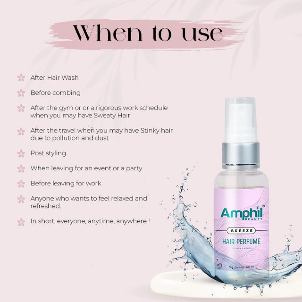 Amphil beauty Breeze Unisex Hair perfume 60 ml | Alcohol Free | Water Based | Paraben Free
