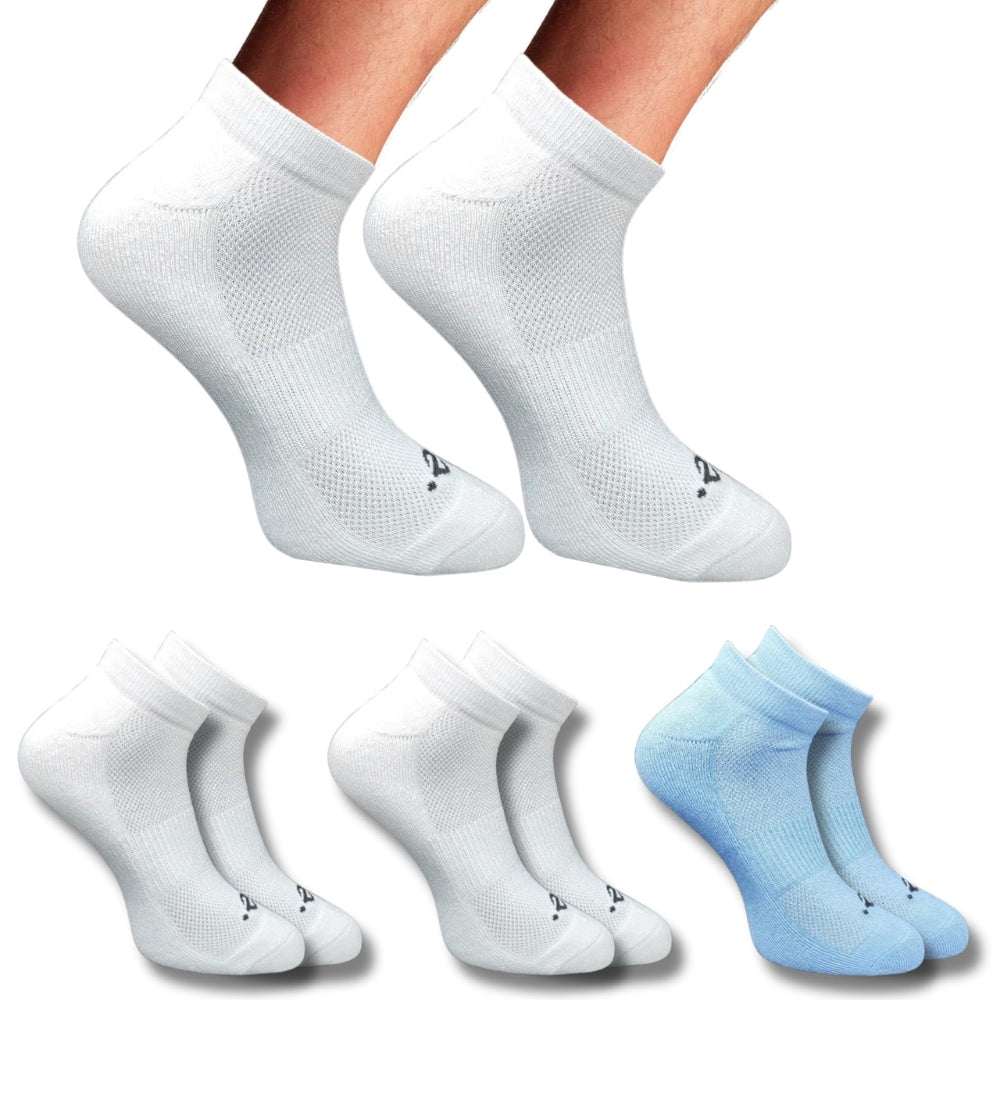 Pack of 3 Unisex Bamboo Blend Solid Low Cut Socks (Off White, Sky Blue)