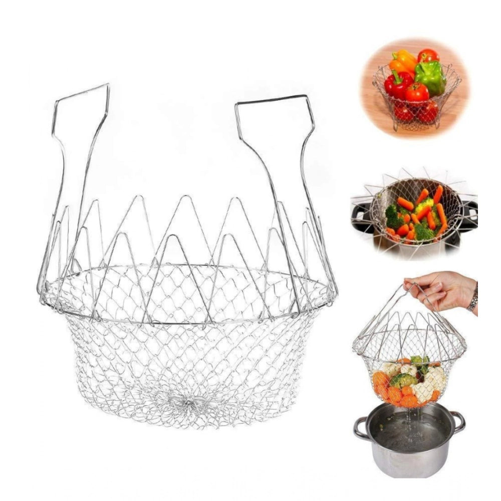 Foldable Chef Basket – Multi-Function Strainer And Steamer (Color: Assorted )