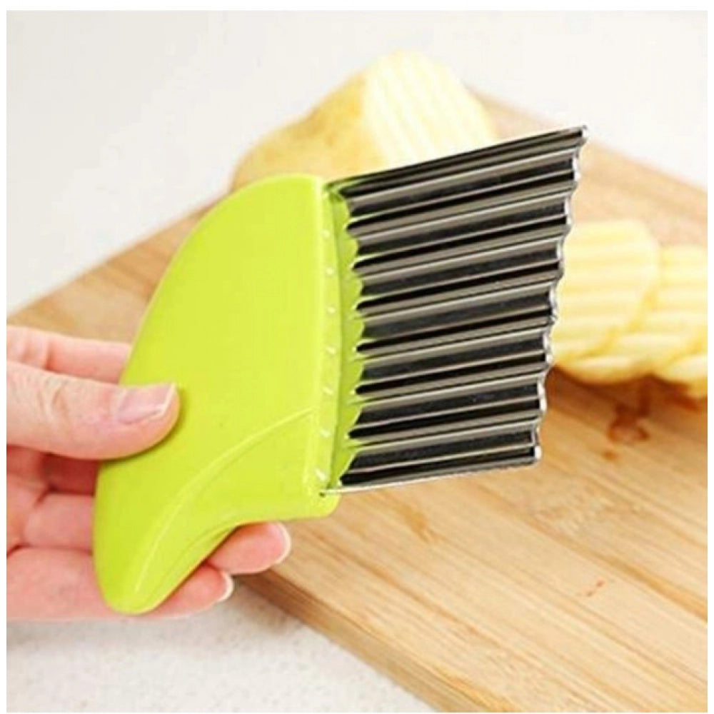 Pack Of_5 Wave Shape Stainless Steel Potato Cutter And Slicer – (Color: Assorted )