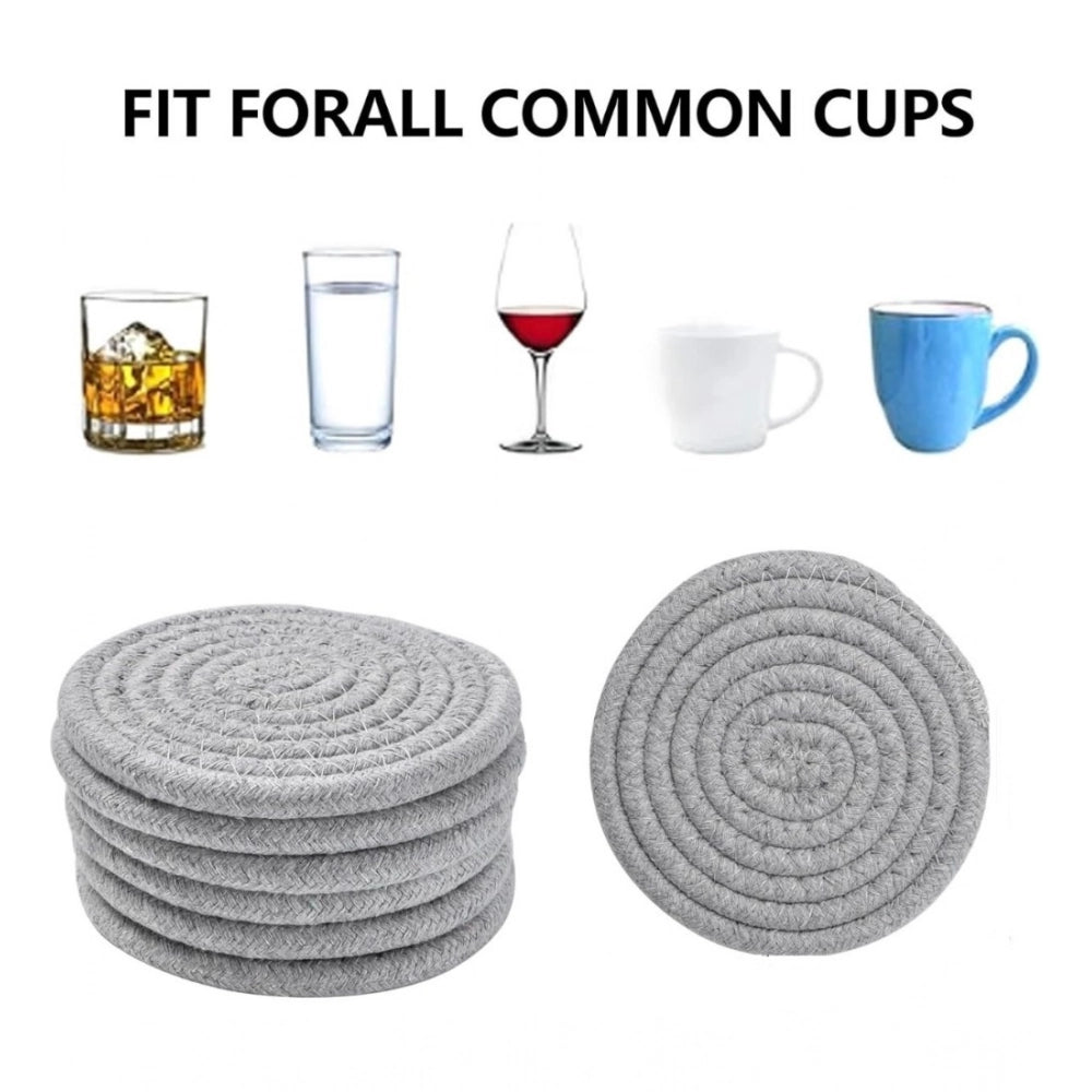 Cotton Rope Drink Coasters 6 Pcs Set (Grey)