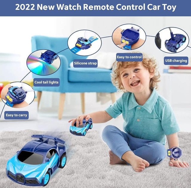 Plastic Mini RC Car Watch Toy (Blue)