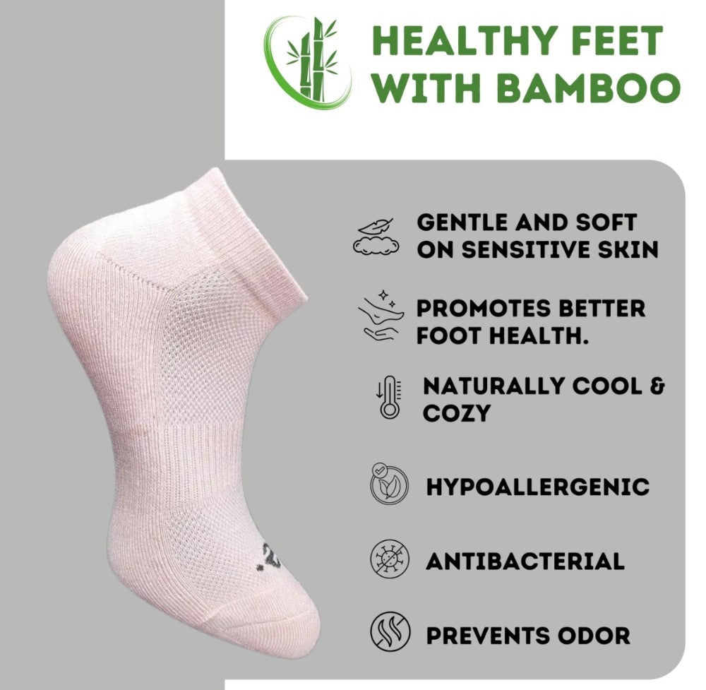 Pack of 3 Unisex Bamboo Blend Solid Low Cut Socks (Light Peach, Off White)