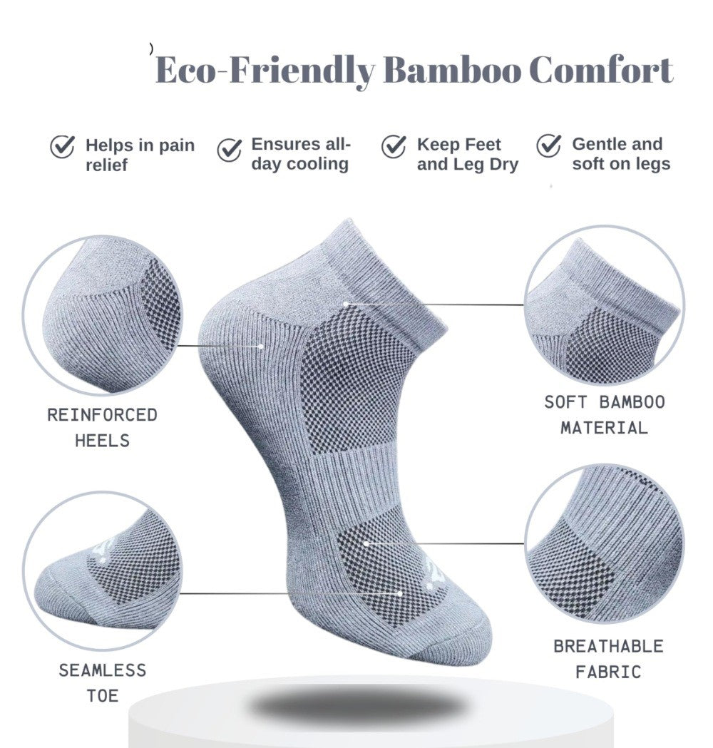 Pack of 3 Unisex Bamboo Blend Solid Low Cut Socks (Light Grey, Dark Grey)
