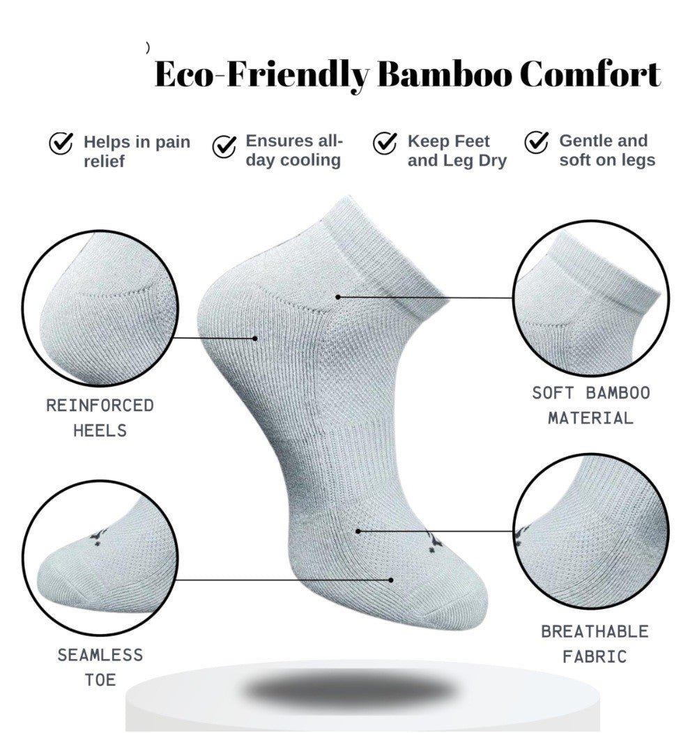 Pack of 3 Unisex Bamboo Blend Solid Low Cut Socks (Olive, Light Grey)