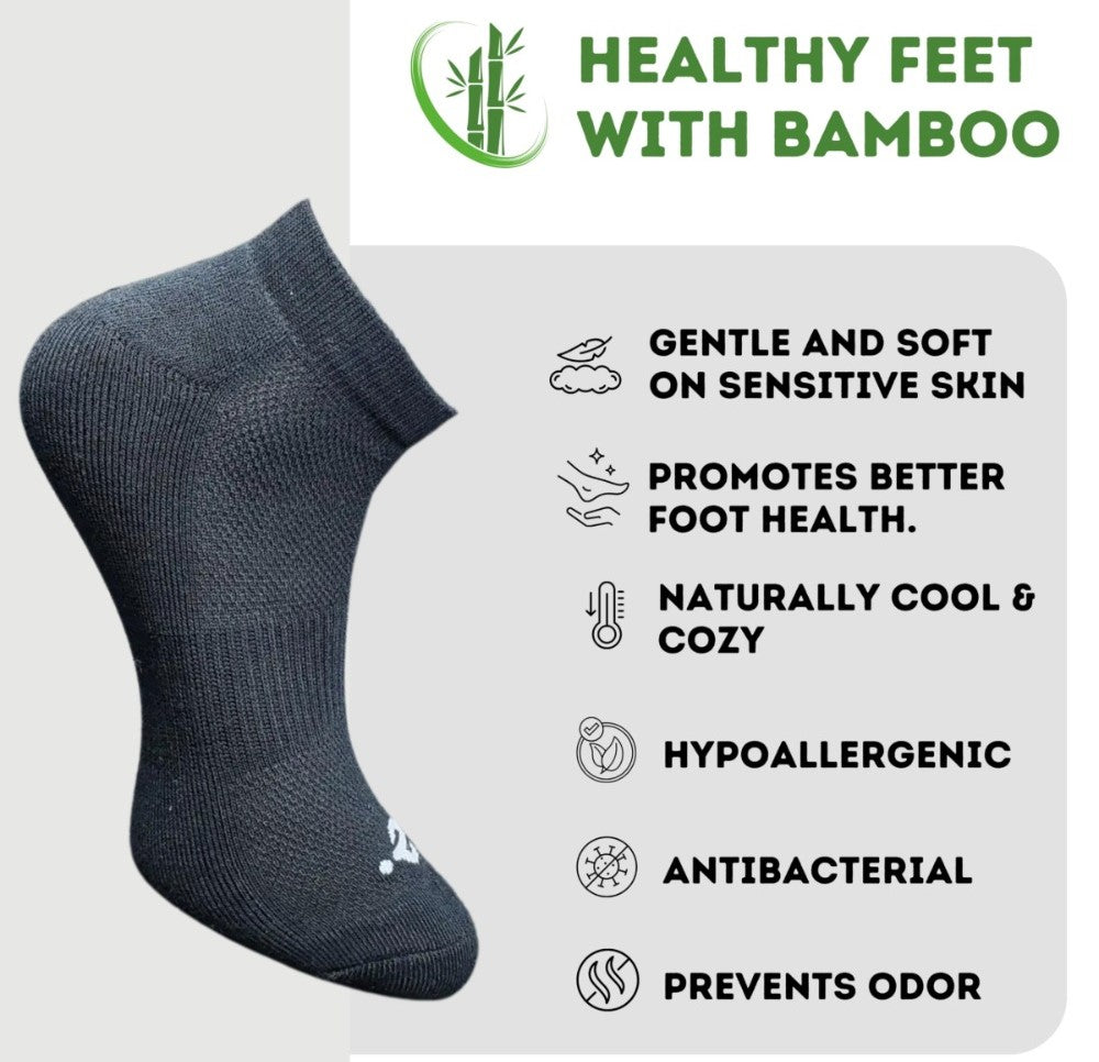 Pack of 3 Unisex Bamboo Blend Solid Low Cut Socks (Black, Light Grey)