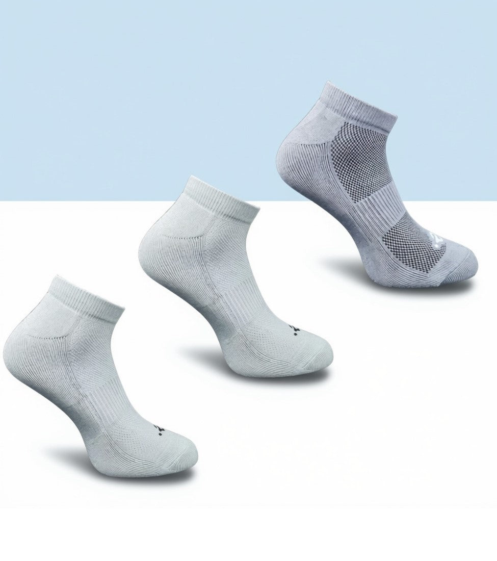 Pack of 3 Unisex Bamboo Blend Solid Low Cut Socks (Light Grey, Dark Grey)
