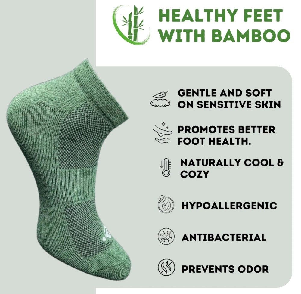 Pack of 3 Unisex Bamboo Blend Solid Low Cut Socks (Olive, Navy Blue)
