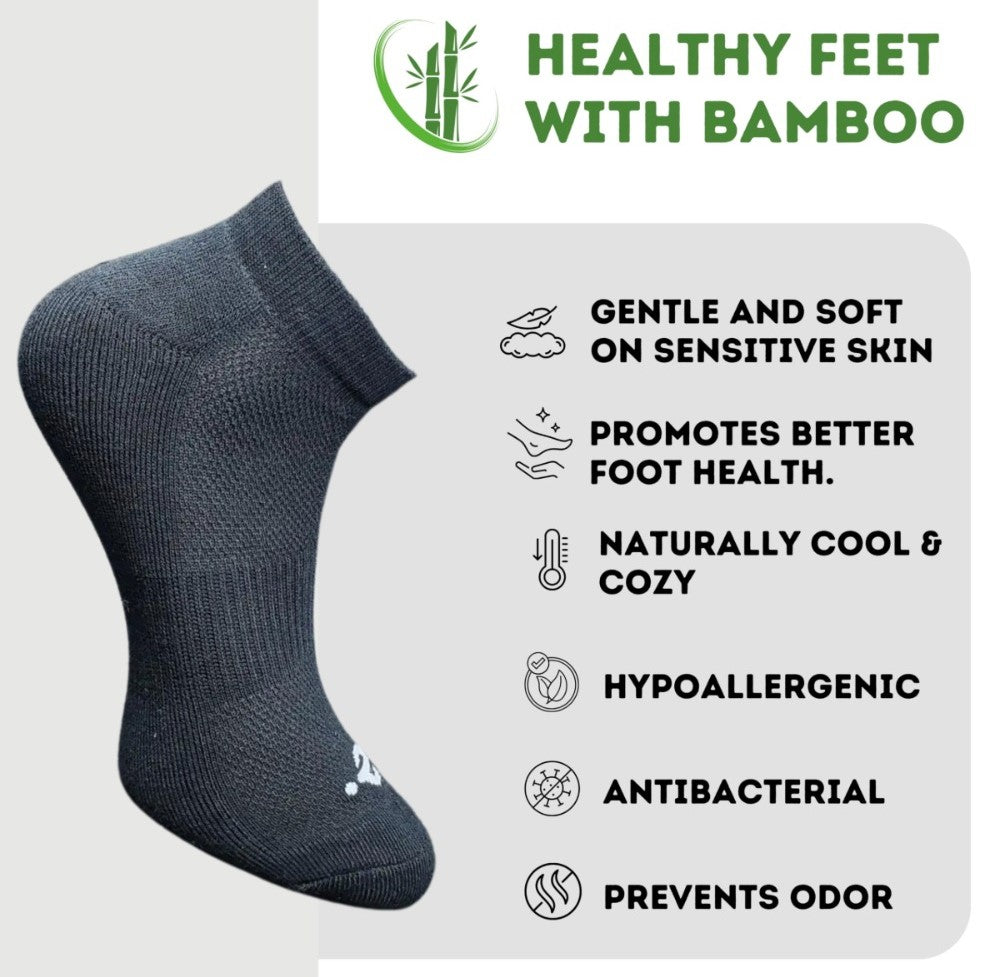 Pack of 3 Unisex Bamboo Blend Solid Low Cut Socks (Black, Olive)