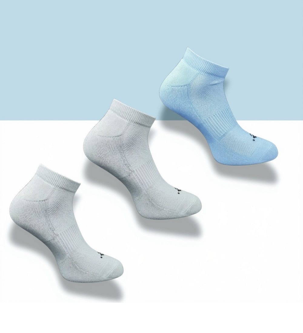 Pack of 3 Unisex Bamboo Blend Solid Low Cut Socks (Light Grey, Sky Blue)