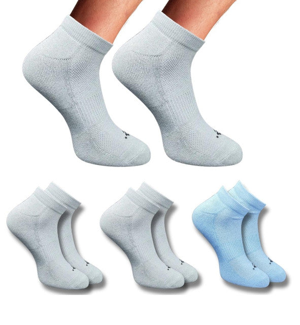 Pack of 3 Unisex Bamboo Blend Solid Low Cut Socks (Light Grey, Sky Blue)