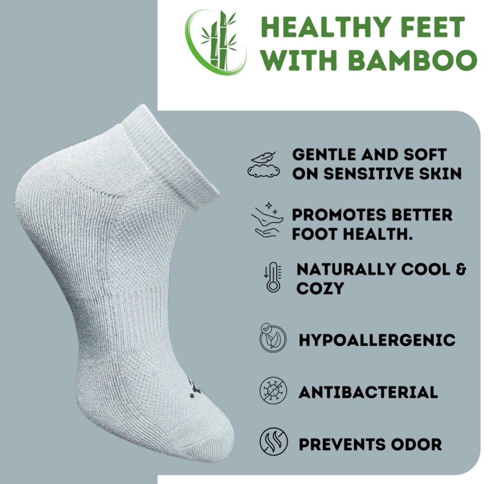 Pack of 3 Unisex Bamboo Blend Solid Low Cut Socks (Light Grey, Sky Blue)