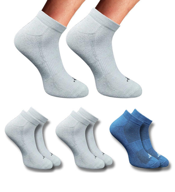 Pack of 3 Unisex Bamboo Blend Solid Low Cut Socks (Light Grey, Navy Blue)