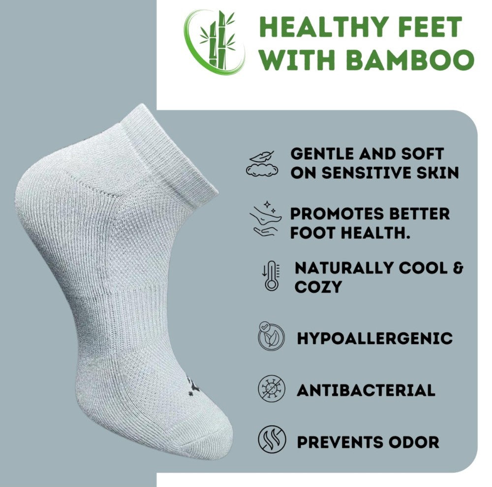 Pack of 3 Unisex Bamboo Blend Solid Low Cut Socks (Light Grey, Navy Blue)