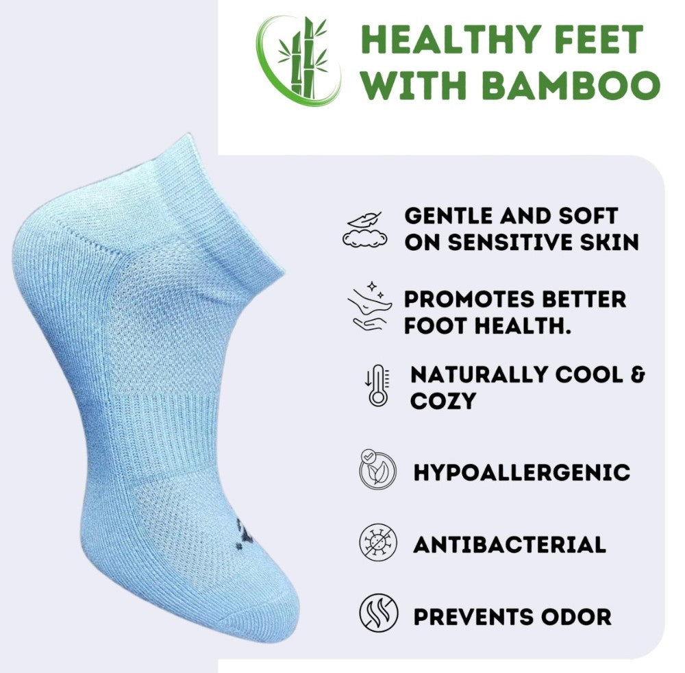Pack of 3 Unisex Bamboo Blend Solid Low Cut Socks (Sky Blue, Olive)