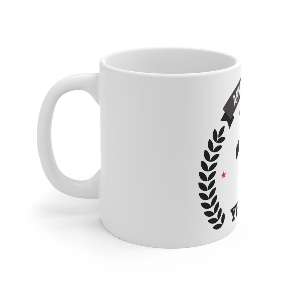 Ceramic 28th Anniversary Printed Coffee Mug (Color: White, Capacity:330ml)
