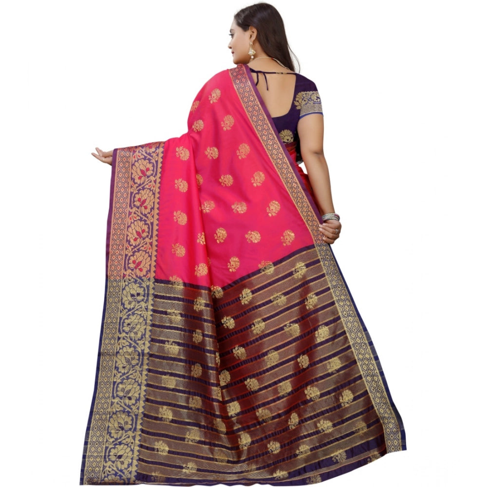 Women's Silk Blend Woven Saree With Unstitched Blouse 5.5Mtr (Multicolor)