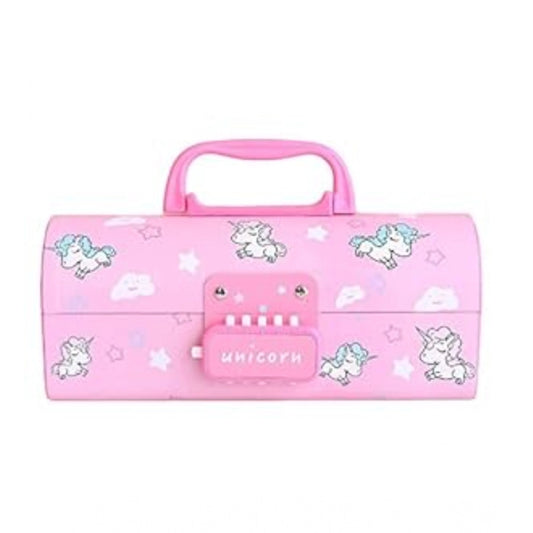 Generic Plastic Pen, Pencil Box Suitcase Style Password Lock (Multicolor )