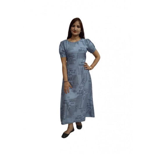 Generic Women's Casual Crepe Half Sleeves Dress (Grey)