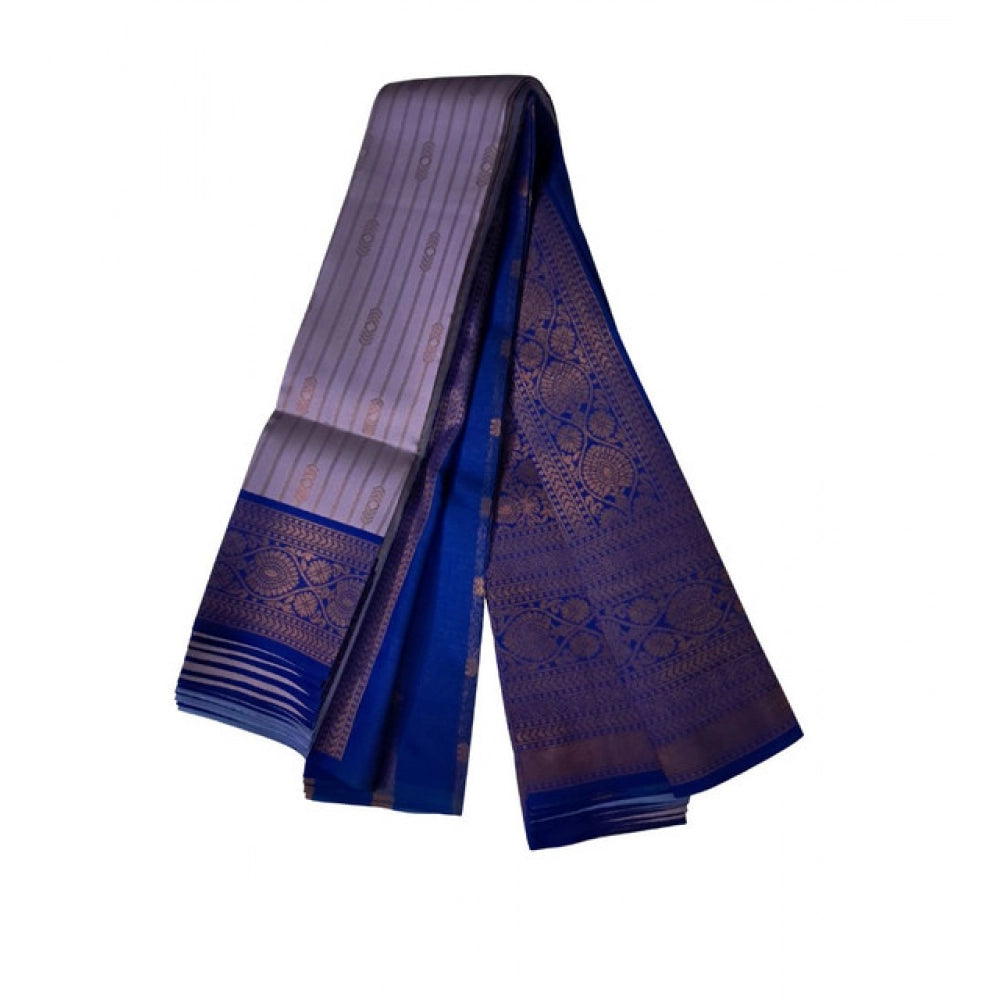 Women's Soft Silk Wooven Saree With Unstitched Blouse 5.5Mtr (Dark Lavender)